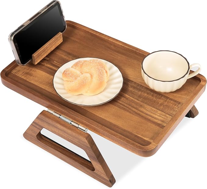 Acacia Wood Arm Table, Couch Arm Tray by VICTORYRELAX