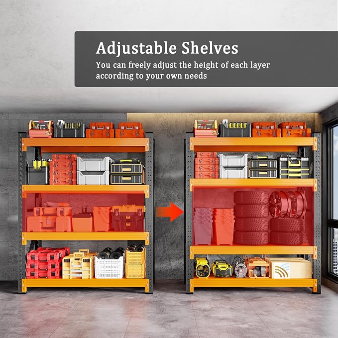4000LBS Garage Shelving 48" W Garage Shelving Heavy Duty 4-Tier Metal Storage - Image 5