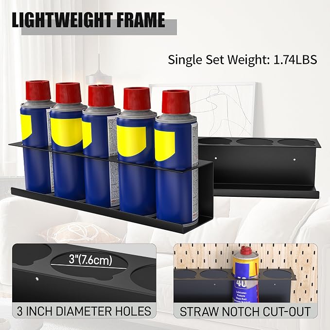 6 Pack Spray Bottle Holder Wall-Mounted, Aerosol Spray Can Holder Storage Rack - Image 6