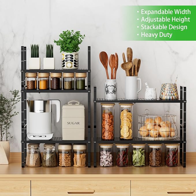 Expandable Cabinet Storage Shelf Stackable Organizer Rack - Image 6