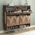 Vibe & Dine 4 Flip Drawer Shoe Cabinet, Mid Century Modern Shoe Organizer by VibeDine