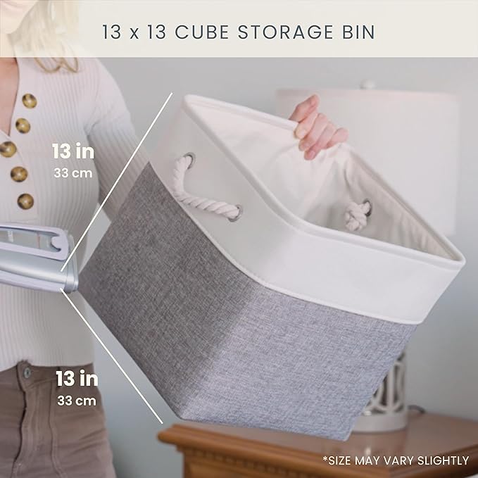 OrganiHaus 13x13 Cube Storage Bins 4 Pack, Foldable Cube Storage Organizer w/ - Image 2