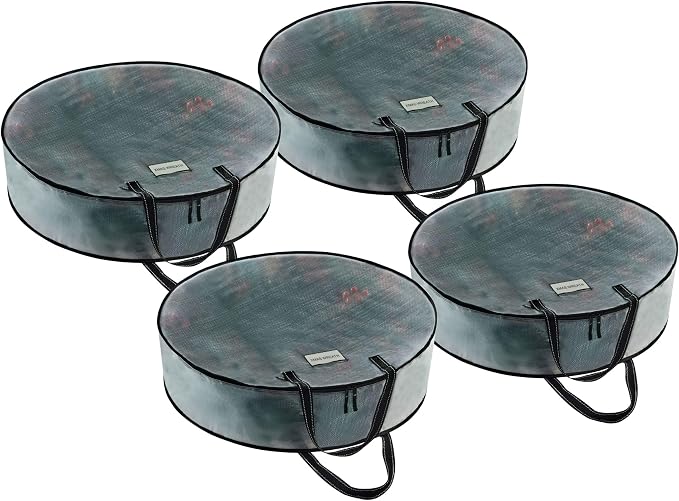 VENO 4 Pack Christmas Wreath Storage Container by Veno