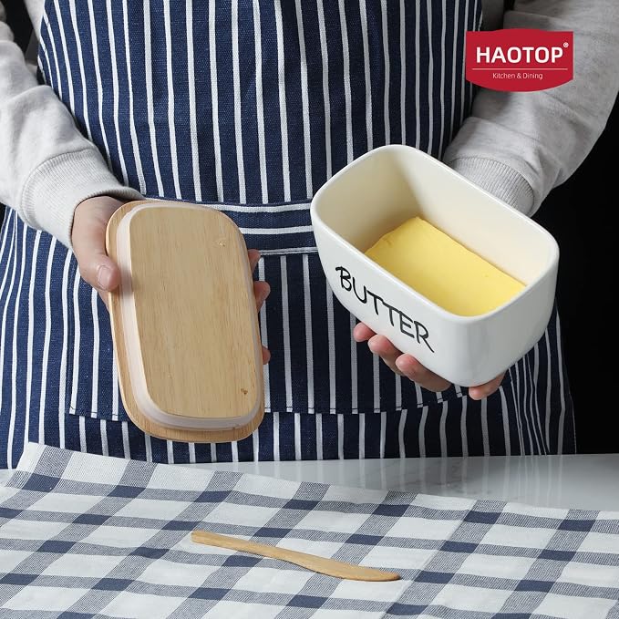HAOTOP Large Porcelain Butter Dish - Image 6