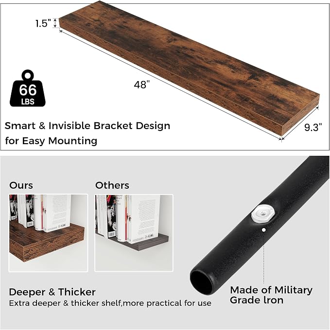 Floating Shelves for Wall, Engineered Wood Wall Shelves - Image 2