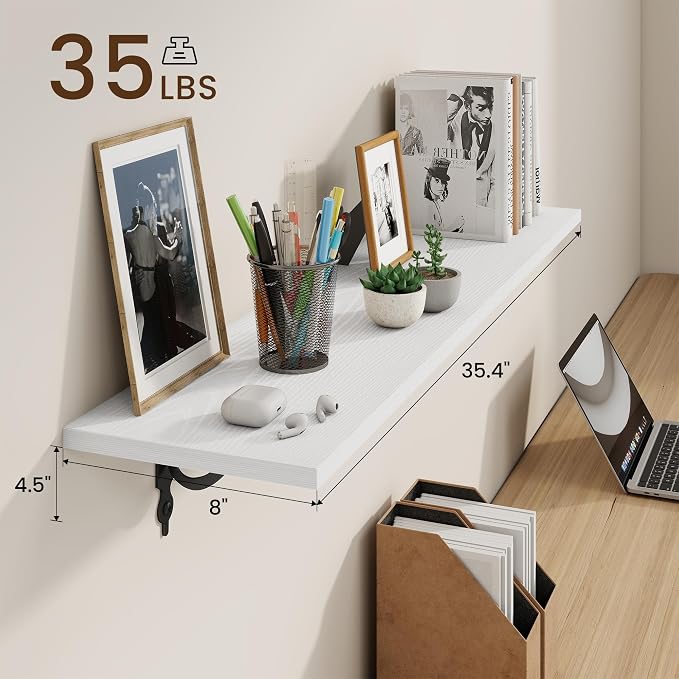 RICHFOCUS Floating Shelves for Wall Decor, 35.4W x 8D Shelves Set of 2 - Image 3