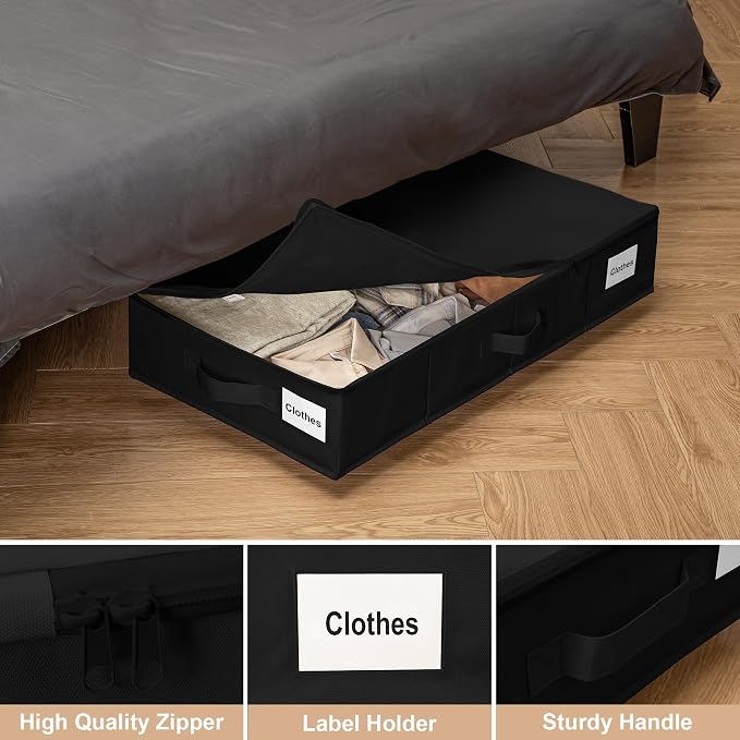Under Bed Storage with Wheels, 2 Pack Under Bed Storage Containers with Label - Image 3