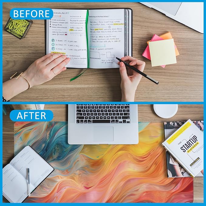 Abstract Marble Desk Mat, Large Gaming Mouse Pad, Non-Slip Rubber Base Pad - Image 6