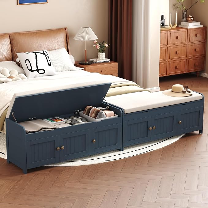 HOMEFORT 41.3" Shoe Bench with Lift Top Storage, Entryway Bench with Cushioned - Image 2