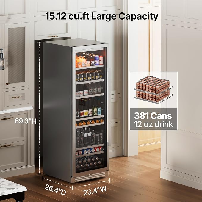 Ca'Lefort Beverage-Refrigerator 24 Inch, Tall Beverage Fridge Cellars Large Bar - Image 3