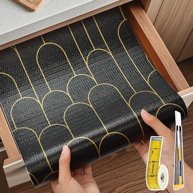 Shelf Liners for Kitchen Cabinets Drawer Liner 23.6in x 20FT Non Adhesive Black - Image 9