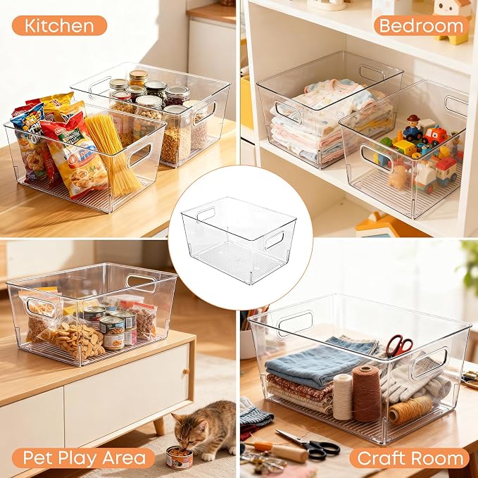 MOONEDGE 6 Pack Large Plastic Storage Bins, Pantry Storage - Image 7