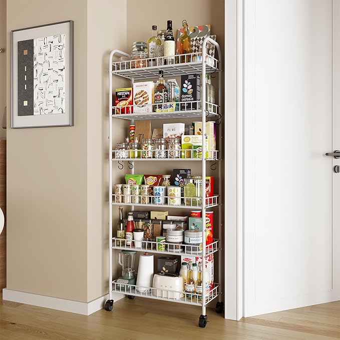 6 Tier Slim Rolling Storage Cart - Image 3