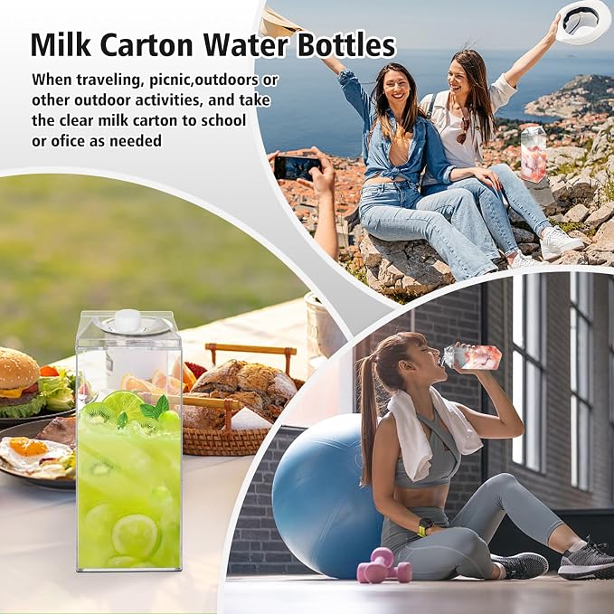 64 Oz Large Clear Milk Carton Container Plastic Square Milk Water Bottle Milk - Image 6