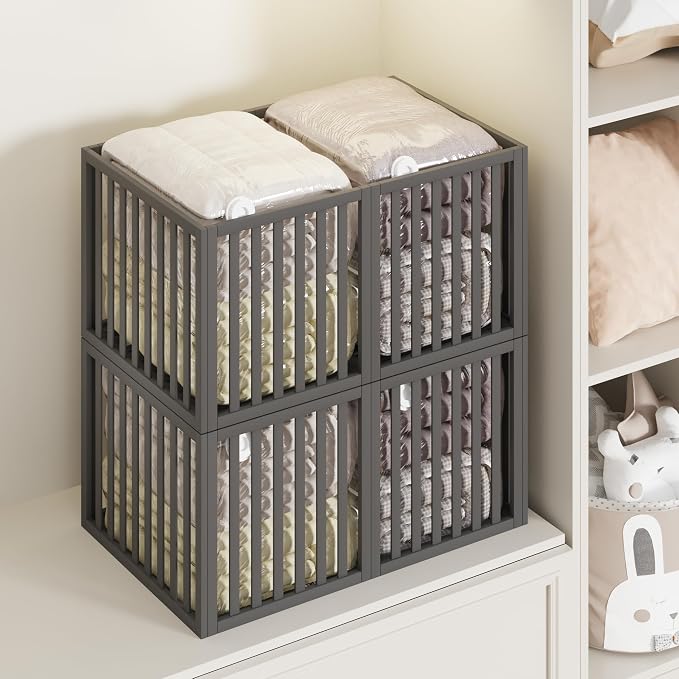 90 L Large Storage Bins, 2 Pack Clothes Storage Bins Foldable Closet Organizers by WISUCART