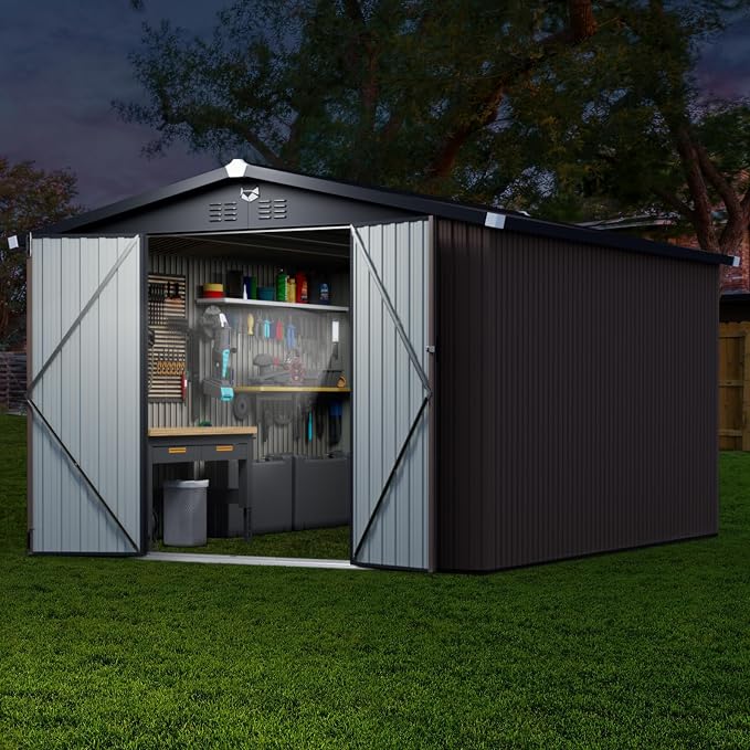 10x12 FT Metal Storage Shed, Outdoor Tool Sheds by njnj