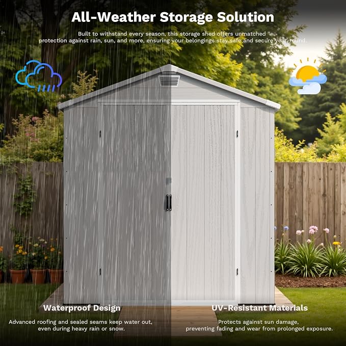 Patiowell 6X6 FT Outdoor Storage Shed - Image 7