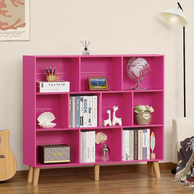 LEYAOYAO 10 Cube Bookshelf, 3 Tier Modern Wide Bookcase - Image 5
