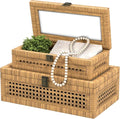 Rattan Decorative Box, Boho Display Boxes by Unknown