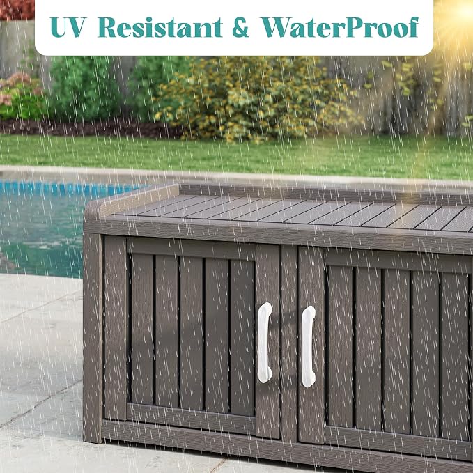 KAMABOKO Shoe Storage Cabinet Waterproof UV-Resistant, Entryway Storage Bench - Image 5