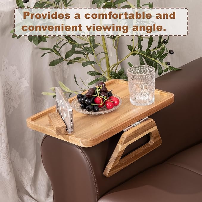Acacia Wood Arm Table, Couch Arm Tray - Image 6