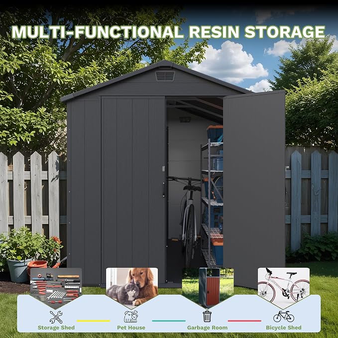 Greesum 6×8FT Plastic Outdoor Storage Shed - Image 7