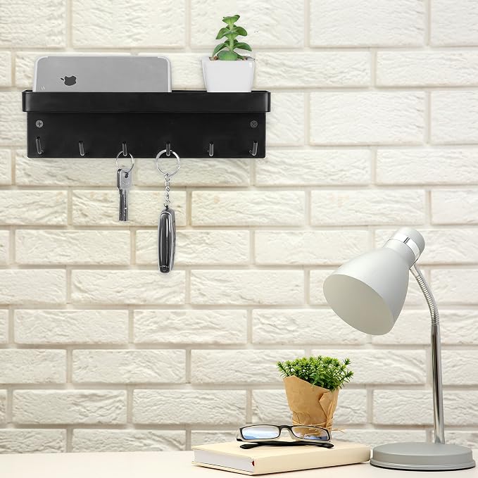 MyGift Wall Mounted Black Metal Key Rack - Image 2