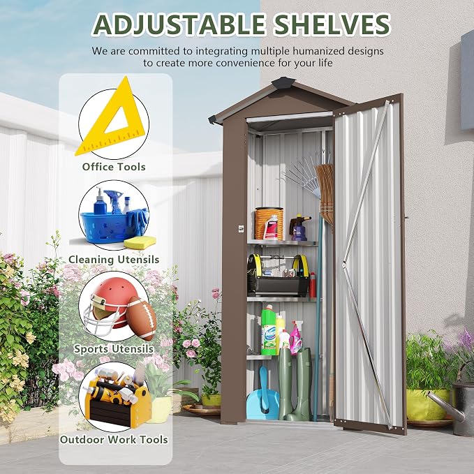 2.5x1.4 FT Mini Outdoor Storage Shed, Plastic Shed - Image 3