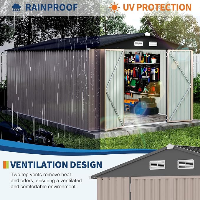 10x14 FT Metal Storage Sheds Outdoor, Metal ToolShed - Image 4