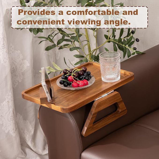 Acacia Wood Arm Table, Couch Arm Tray - Image 4