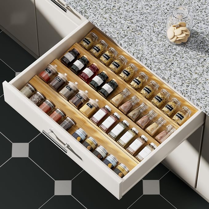 Bamboo Spice Drawer Organizer by Unknown
