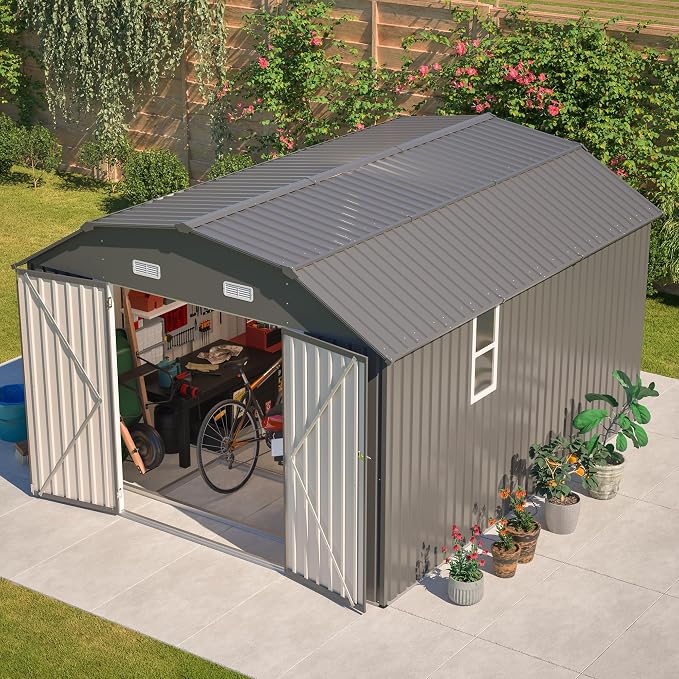 Large Outdoor Storage Shed, Utility Tool Shed by Hohuqeri