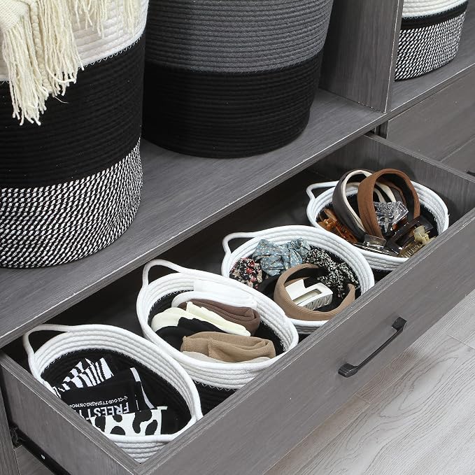 Sea Team 2-Pack Cotton Rope Baskets, 10 x 3 Inches Small Woven Storage Basket - Image 2