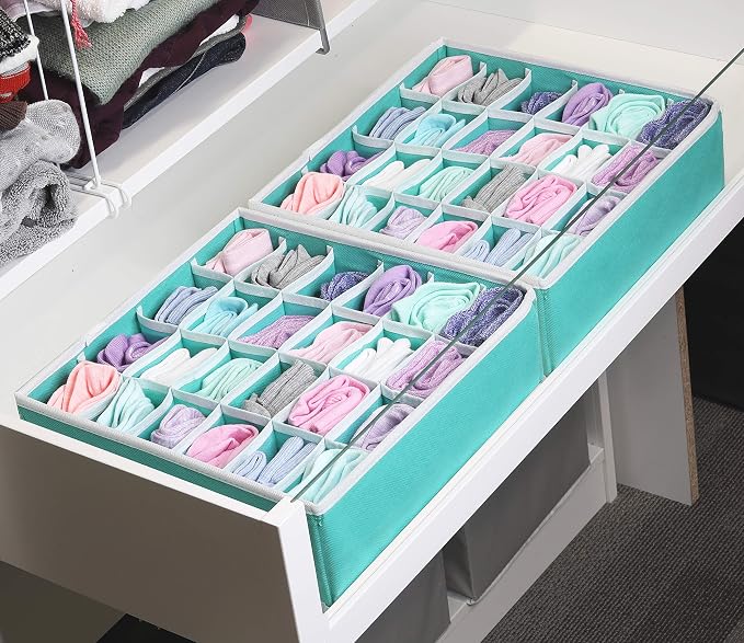 Simple Houseware 2 Pack Closet Sock Organizer, 24 Cell Drawer Divider - Image 4