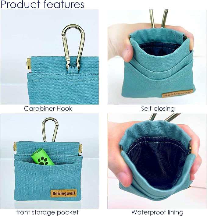 Dog Treat Pouch, Cotton Fabric, Hand Free Dog Walking Bag - Image 3