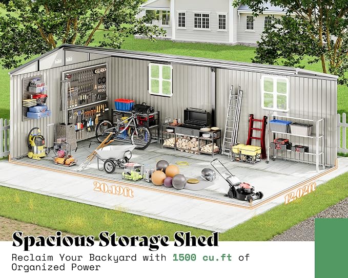 VanAcc 12x20x7.2 FT Outdoor Storage Shed - Image 3
