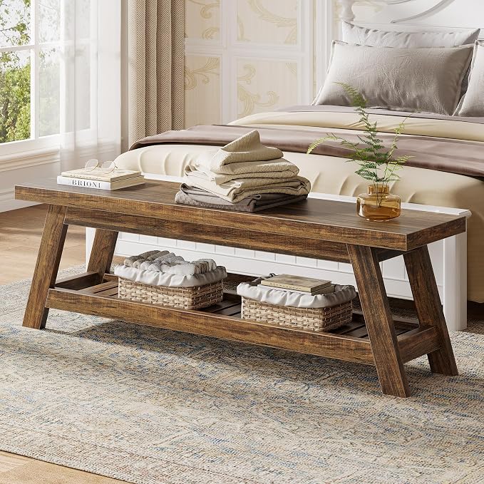 Tribesigns 55" Large Wood Entryway Bench - Image 5
