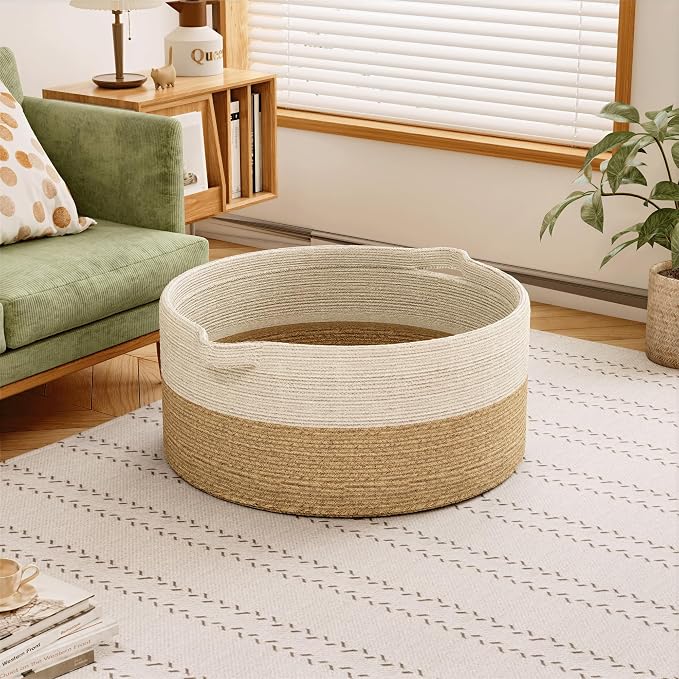 125L Extra Large Blanket Basket, Jumbo Laundry Woven Baskets Decorative Home - Image 3