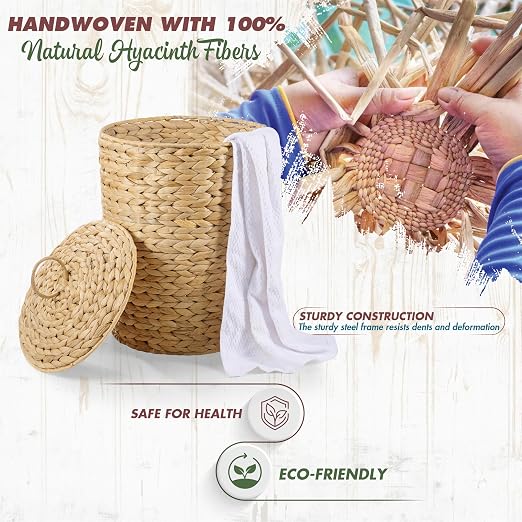 BLUEWEST 4.5 Gallons Wicker Trash Can - Image 4