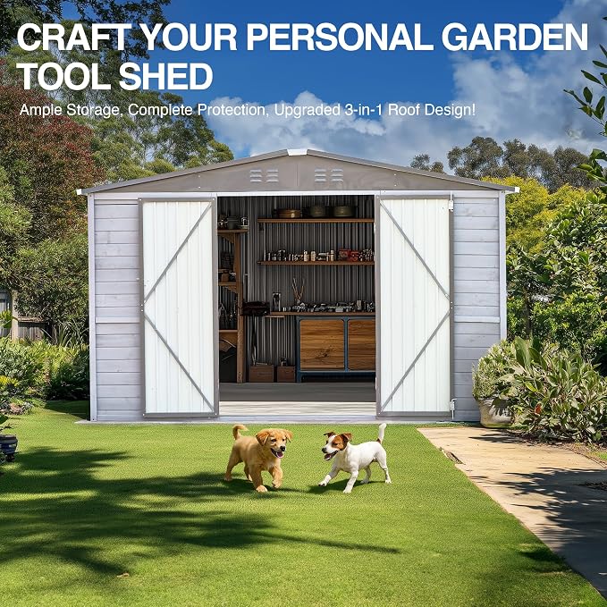 10x8 FT Wood Storage Shed, Large Outdoor Storage Shed - Image 2