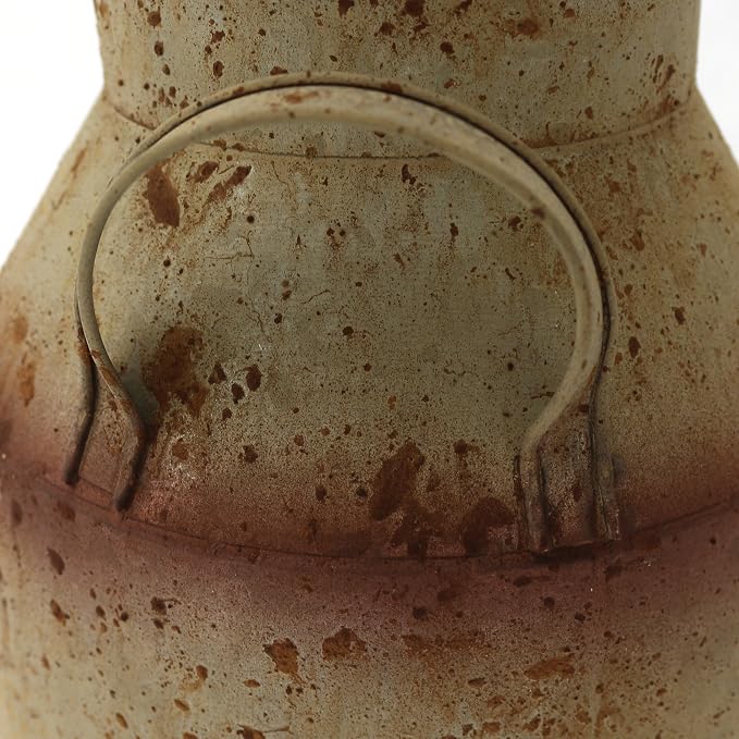 CVHOMEDECO. Farmhouse Galvanized Metal Milk Can, Old Rustic Primitives Jug Vase - Image 6