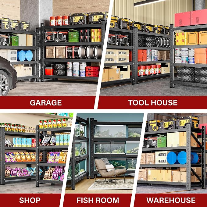 Set of 2 48" Wide Heavy Duty Garage Shelving Units, 3000LBS 24 Deep Storage - Image 5