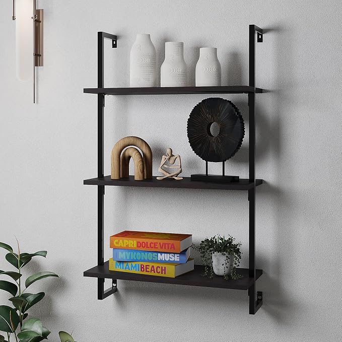 happimess MSH1000A Madera 40.55" Classic Industrial 3-Shelf Wood Wall-Mounted - Image 2