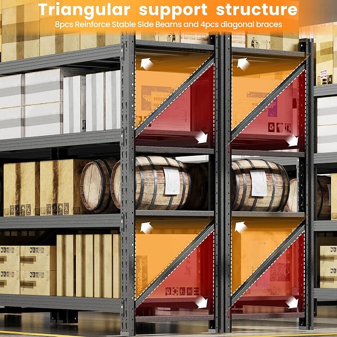 79”W Garage Shelving Heavy Duty, 7000LBS Metal Storage Shelves, 24” Deep - Image 9
