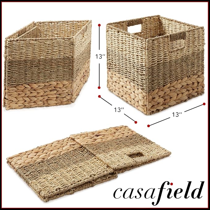 Casafield 13" x 13" Mixed Weave Storage Baskets, Natural - Image 7