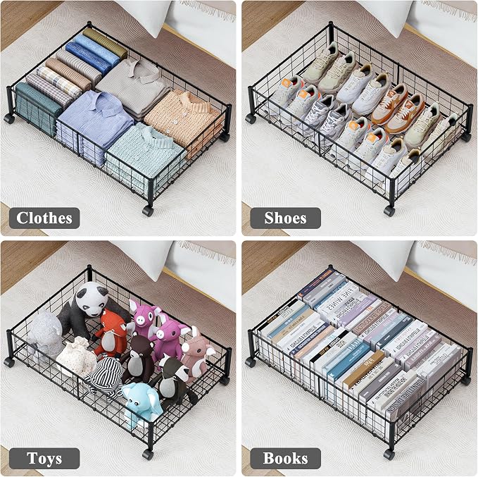 Under Bed Storage with Wheels, 360° Rotating, No-Assembly Underbed Storage - Image 6