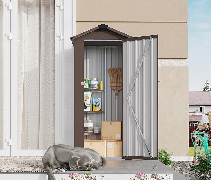 2.5x1.4 FT Mini Outdoor Storage Shed, Plastic Shed by LINKHOO