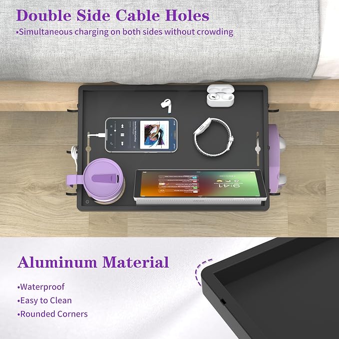 ANYHI Bedside Shelf for Dorm Room Bunk & Top Bunk, Aluminum Clip On Nightstand - Image 6