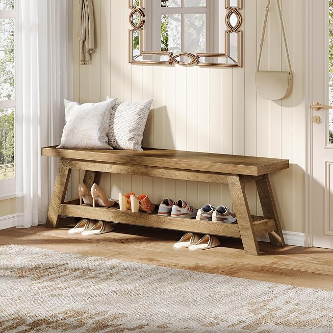 Tribesigns 55" Wood Entryway Bench - Image 8