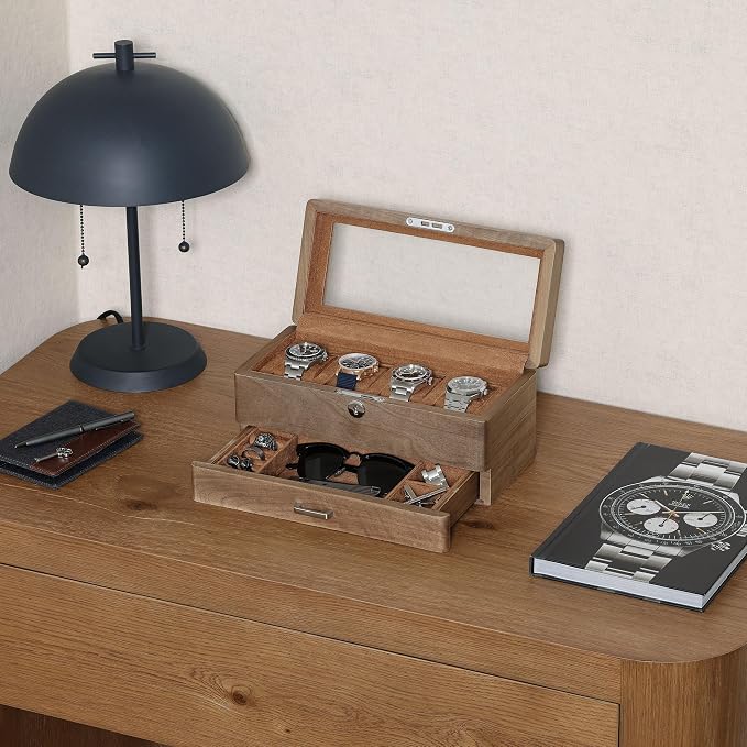 ROTHWELL 4-Slot Solid Walnut Watch Box - Image 2